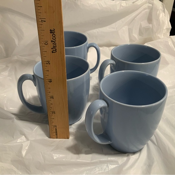 Set Of 4 Vintage Corelle Stoneware Coffee Cups Mugs Light Blue/Periwinkle - Picture 3 of 11